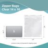 Pack of 100 Zipper Bags; Clear 14 x 16. Ultra Thick Seal Top Bags 14x16. Thickness 2 mil Thick. Heavy Duty Polyethylene Bags with Single Track for Ind